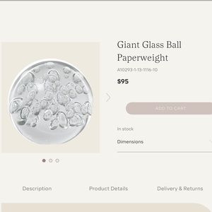 $95 high end designer bubble glass orb paperweight decorative object.